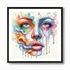 Watercolor Of A Woman'S Face 15 Art Print