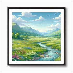 Landscape With Stream Art Print