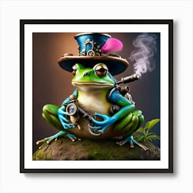 Frog Smoking Metal Prints for Sale