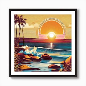 Sunset At The Beach 153 Art Print