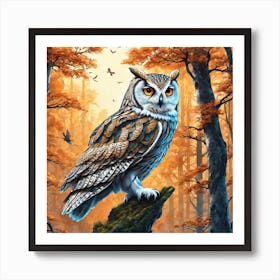 Owl In The Forest 178 Art Print