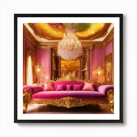 Futuristic Beautiful French Mansion Interior Livin (7) Art Print