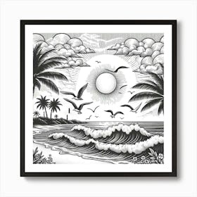 Black And White Drawing Art Print