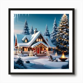 Christmas Cottage Art Print