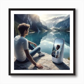 Man Looking At A Mirror Art Print