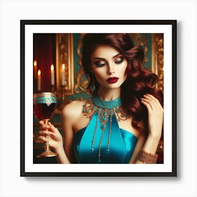 Woman Holding A Glass Of Wine Art Print