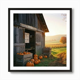 A Rustic Barn With A Weathered Wooden Sign Lean Against It Rolling Hills In The Background Transiti (3) 1 Art Print