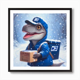 T-Rex In The Snow Art Print