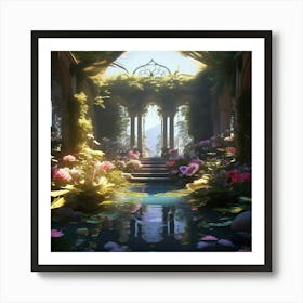 Garden Of Vibrant Botanicals Bathed In The Ethereal Glow Art Print