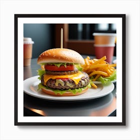 Hamburger And Fries 14 Art Print