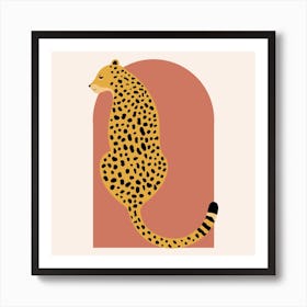 Boho Leopard Rust Pink Vintage Arch Square Art Print