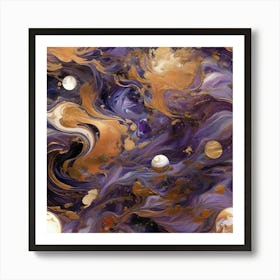 Purple And Gold Abstract Painting Art Print