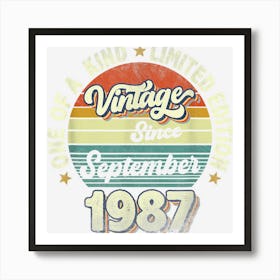 Retro Vintage Since September 1987 35th Birthday 35 Year Old Art Print