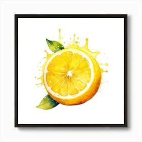 Watercolor Lemon Splash Art Print