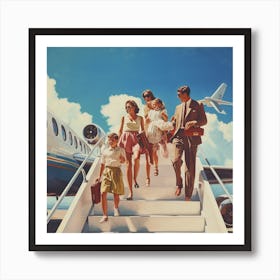 Family Boarding a Plane for happy vacation. Art Print