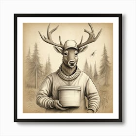 Deer In The Woods 48 Art Print