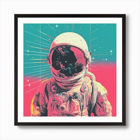 Risograph Style Surreal Astronaut Print Art Print