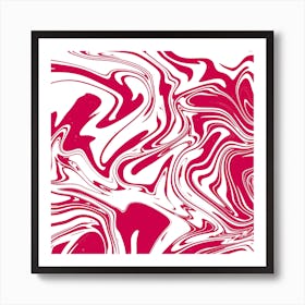 Liquid Contemporary Abstract Viva Magenta and White Swirls - Magenta Retro Liquid Swirl Pattern Art Print