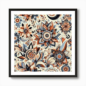 Floral Seamless Pattern 1 Art Print