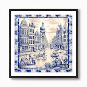 London England Delft Tile Illustration 1 Art Print