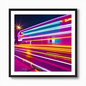 Long Exposure Of Neon Lights Art Print