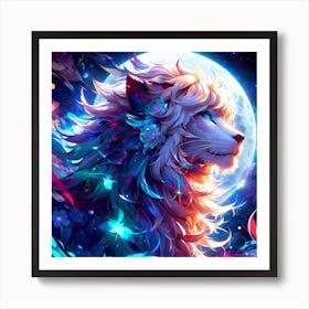 Lion In The Moonlight 1 Art Print