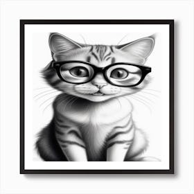 Cat With Glasses 2 Art Print