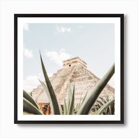 Mayan Ruins Scenery Square Art Print