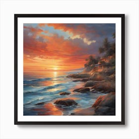 Sunset at the sea Art Print