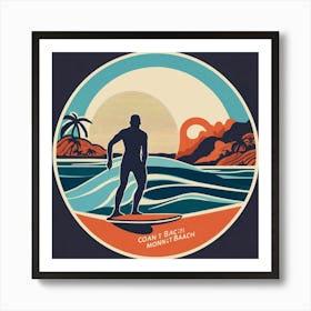 Round Logo Montabeach Minimaliste Ocean Wave Surfi (8) Art Print