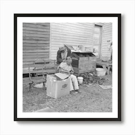 Getting A Haircut In Front Of Church Which Houses Flood Refugees, Sikeston, Missouri By Russell Lee Art Print