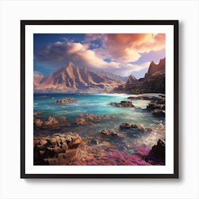 Rocky Ocean Landscape Art Print