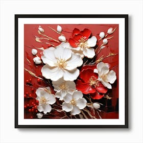 Red And White Flowers Art Print