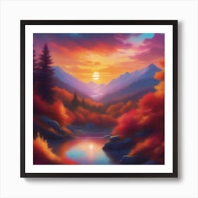 Sunset In The Mountains 9 Art Print