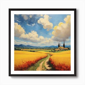 Van Gogh style, Sunny landscape Art Print