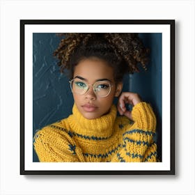 Portrait Of A Young Woman Wearing Glasses Art Print