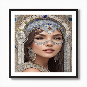 Beautiful Mosaic Lady, beauty and art 01 Art Print