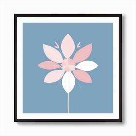 A White And Pink Flower In Minimalist Style Square Composition 32 Art Print