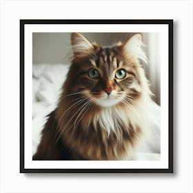 "The Curious Gaze of a Feline Companion: A Study in Softness and Light Art Print