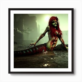 Zombie Mermaid Art Print