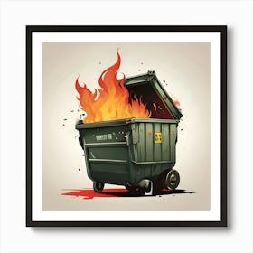 Trash Can On Fire 1 Art Print