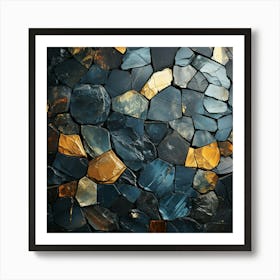 Black And Gold Stone Wall 2 Art Print