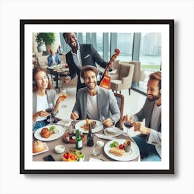 Group Of People At A Restaurant Art Print