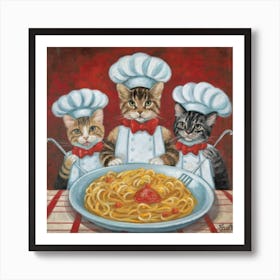 Singing Chef Cats Pasta Serenade Print Art Art Print