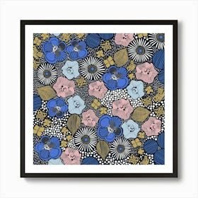 Garden Spring Party Navy Art Print