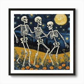 Skeletons Dancing Art Print