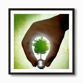 Light Bulb With Tree Art Print