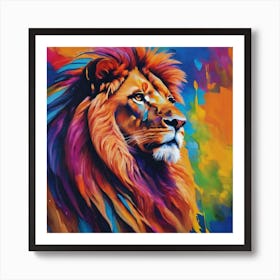 Rainbow lion Art Print