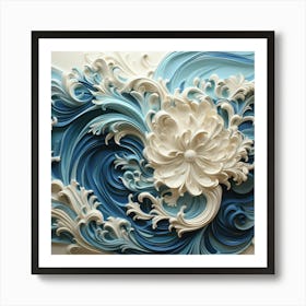 Blue And White Flower Wall Art Art Print