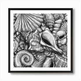 The Sea Shells Collection: A Handful of Beach in Ink Art Print